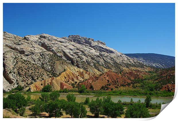 Multicolored river valley, Wyoming Print by Claudio Del Luongo