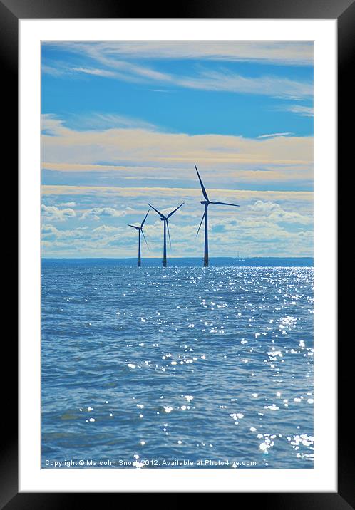 Estuary wind turbines Framed Mounted Print by Malcolm Snook