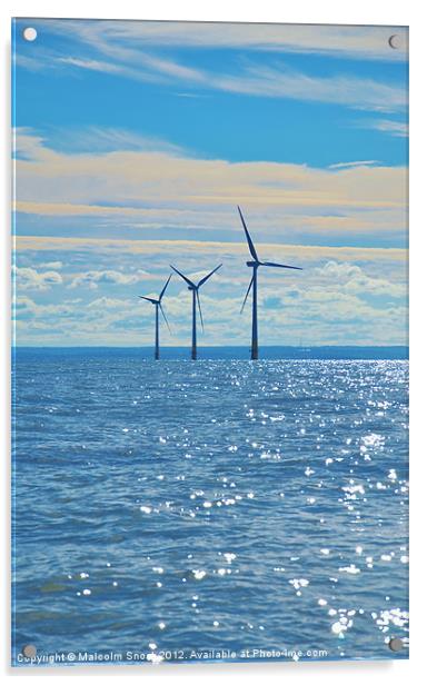 Estuary wind turbines Acrylic by Malcolm Snook
