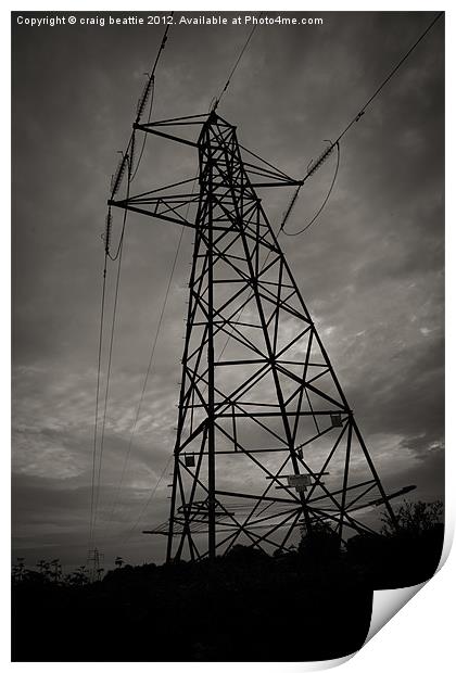 Power lines Print by craig beattie