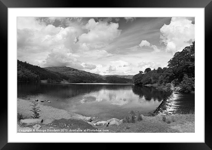Weir View - Mono Framed Mounted Print by George Davidson