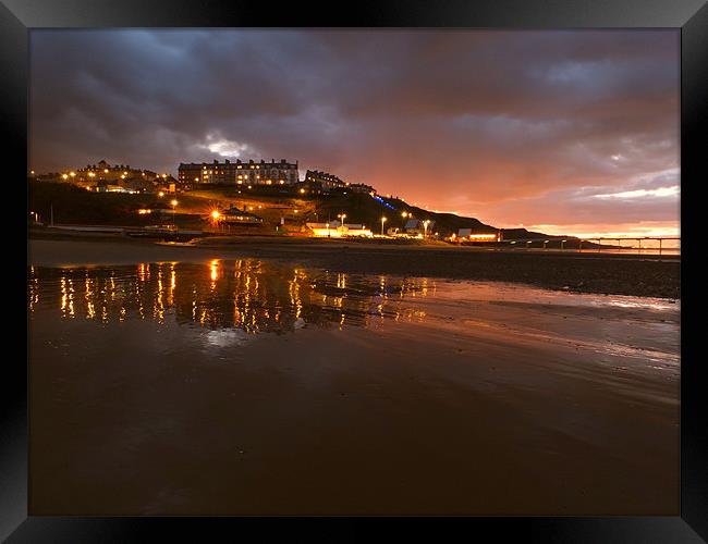 Saltburn Skyline at night Framed Print by andrew pearson