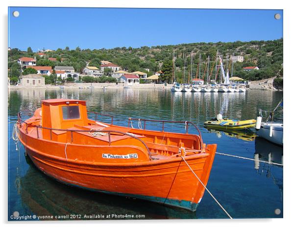 Fishing boat - Kastos, Southern Ionian Acrylic by yvonne & paul carroll
