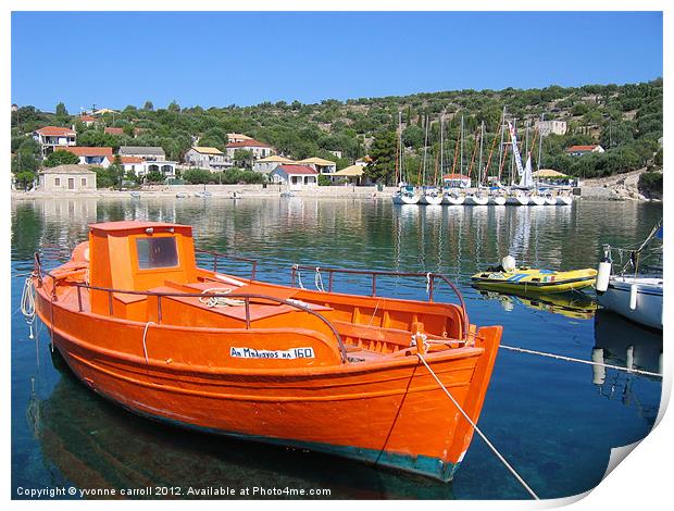 Fishing boat - Kastos, Southern Ionian Print by yvonne & paul carroll
