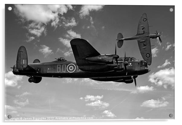 Avro Lancaster with Spitfire Acrylic by J Biggadike