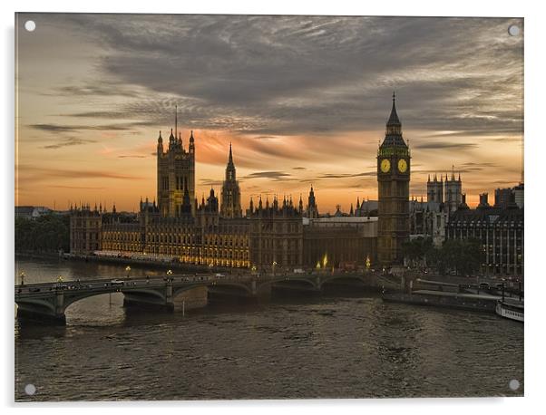 Sunset over Parliament Acrylic by kelvin ryan