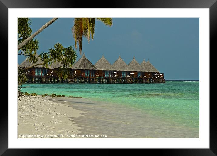 Maldives beach huts Framed Mounted Print by steve akerman