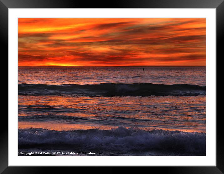Paddle Boarder Sunset Framed Mounted Print by Ed Pettitt