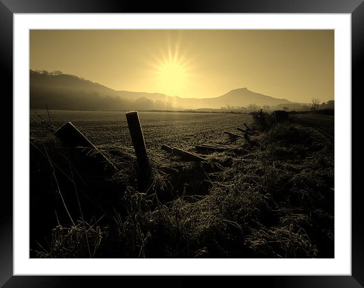 Morning glow over Roseberry topping. Framed Mounted Print by andrew pearson