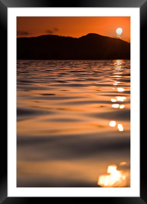 Sunset over lake in Dornoch Framed Mounted Print by Steven Brown
