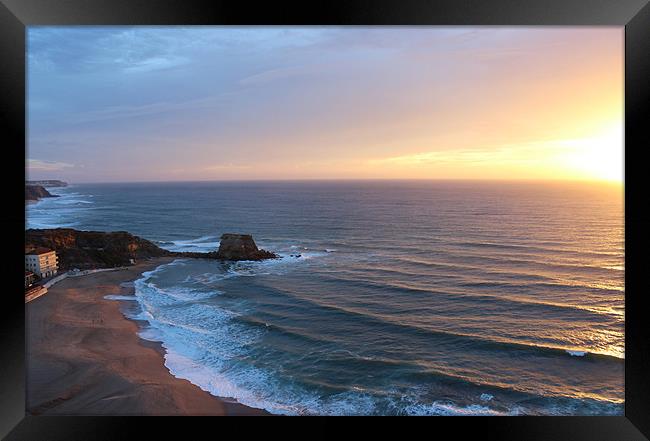Sunset Beach In Portugal Framed Print by Paula Guy