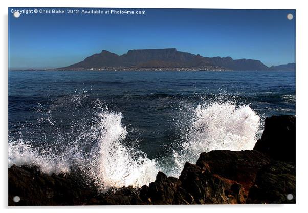 Table Mt from Robben Island Acrylic by Chris Barker