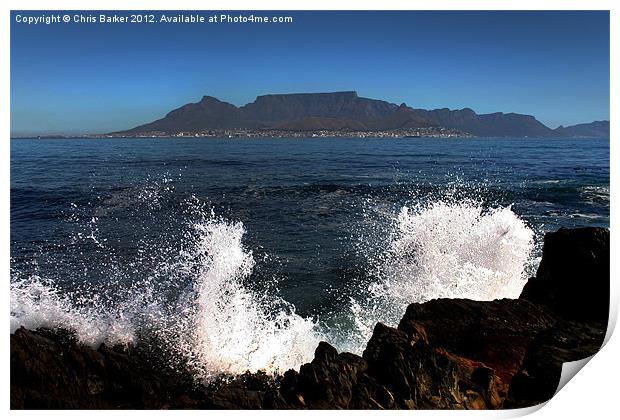 Table Mt from Robben Island Print by Chris Barker