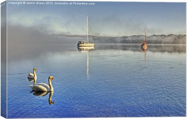 Swanning About On Windermere Canvas Print by Jamie Green