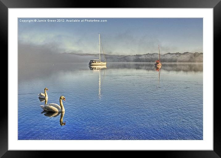 Swanning About On Windermere Framed Mounted Print by Jamie Green