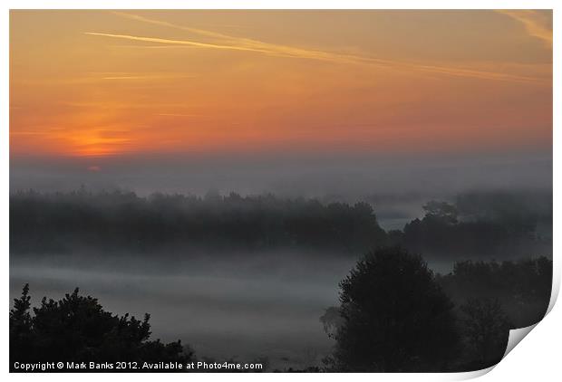 Misty Dawn Print by Mark  F Banks