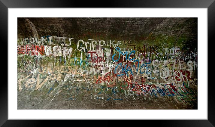 Graffiti street art in tunnel Framed Mounted Print by Greg Marshall