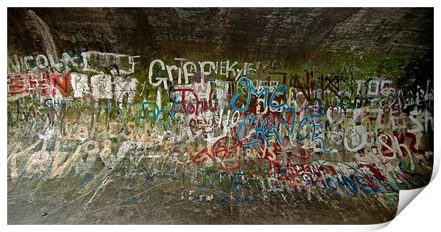 Graffiti street art in tunnel Print by Greg Marshall