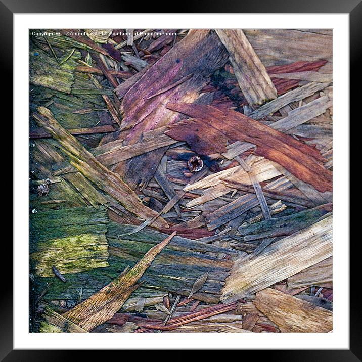 Abstract Woodchip Board with screw Framed Mounted Print by LIZ Alderdice
