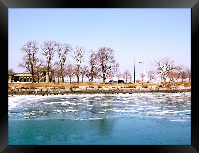 Lake Michigan Harbor Winter Framed Print by Tyrone Boozer