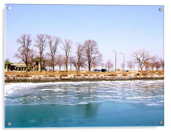 Lake Michigan Harbor Winter Acrylic by Tyrone Boozer