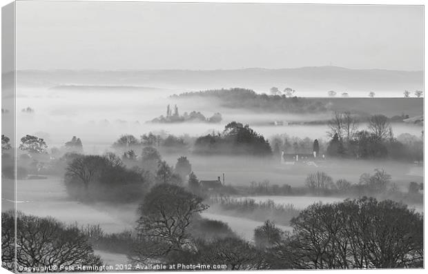 Mist in the Exe Valley Canvas Print by Pete Hemington