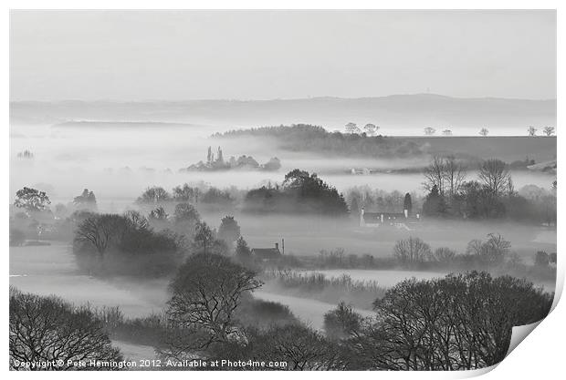 Mist in the Exe Valley Print by Pete Hemington
