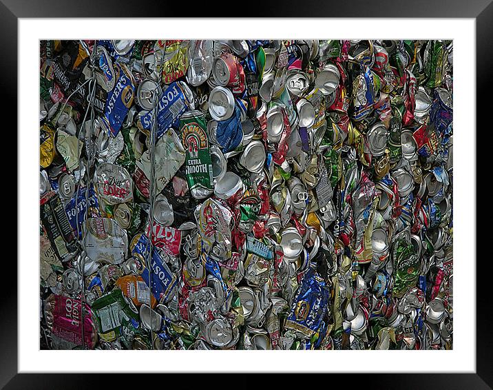 Recycling  Drinks Tin Cans Framed Mounted Print by Dave Bell