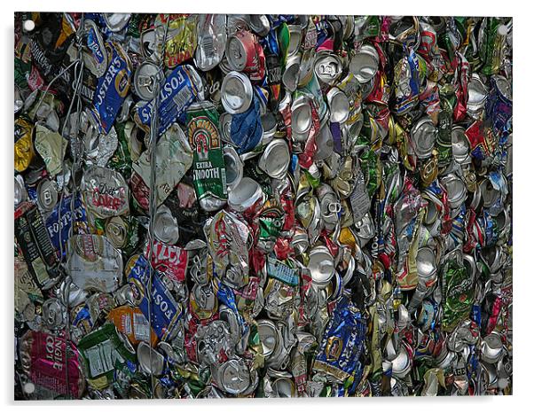 Recycling  Drinks Tin Cans Acrylic by Dave Bell