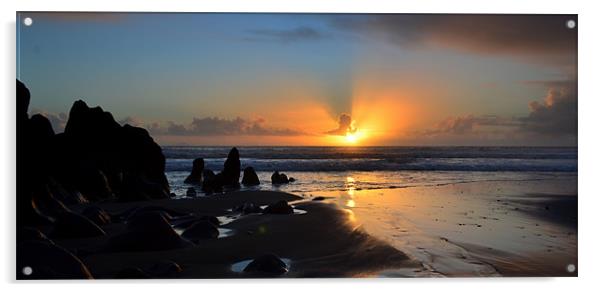 Sunset Kinard beach Acrylic by barbara walsh