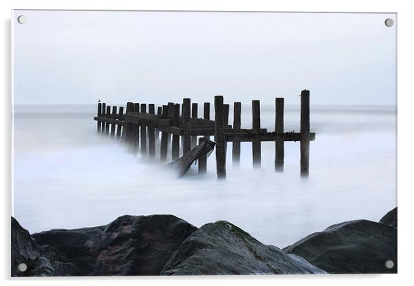 Happisburgh Sea Defences Acrylic by John Dickson
