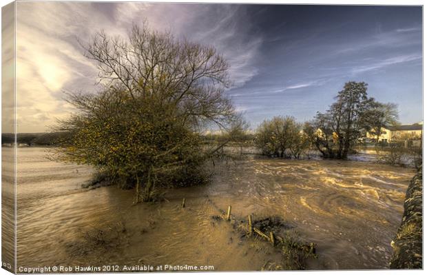 The Floods at Stoke Canon Canvas Print by Rob Hawkins
