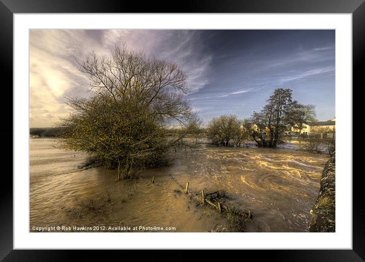 The Floods at Stoke Canon Framed Mounted Print by Rob Hawkins