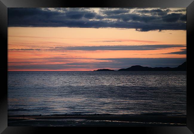 Camusdarach beach sunset Framed Print by Linda More