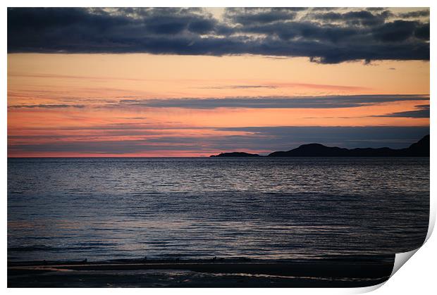 Camusdarach beach sunset Print by Linda More