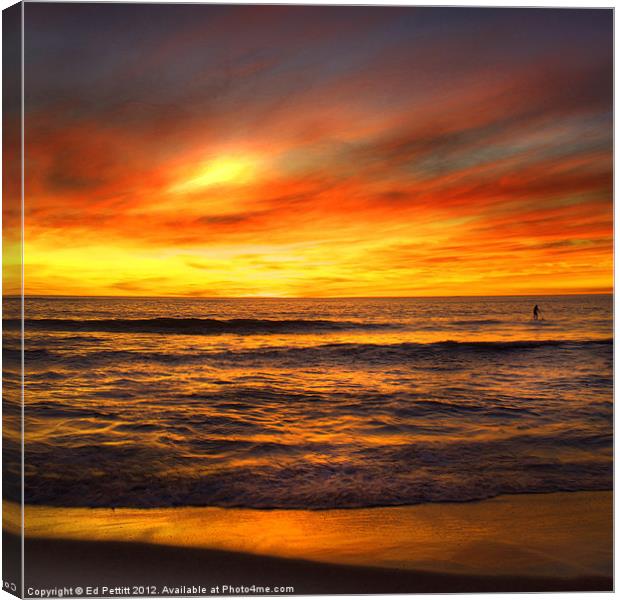Burning Ocean Sunset Canvas Print by Ed Pettitt