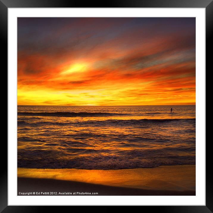 Burning Ocean Sunset Framed Mounted Print by Ed Pettitt