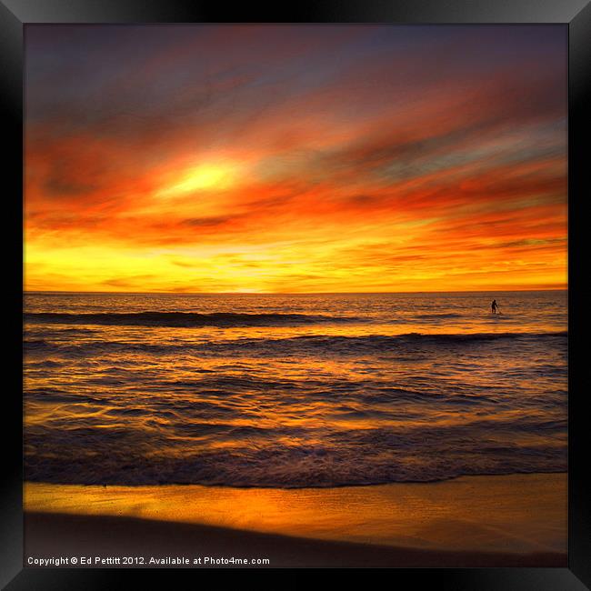 Burning Ocean Sunset Framed Print by Ed Pettitt