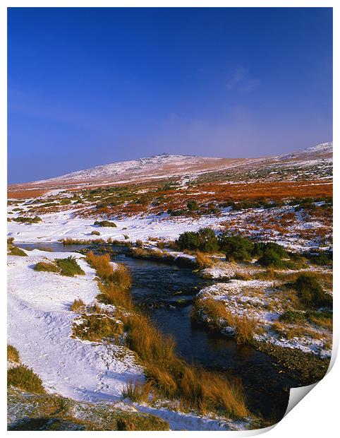 River Lyd Looking Towards Great Links Tor Print by Darren Galpin