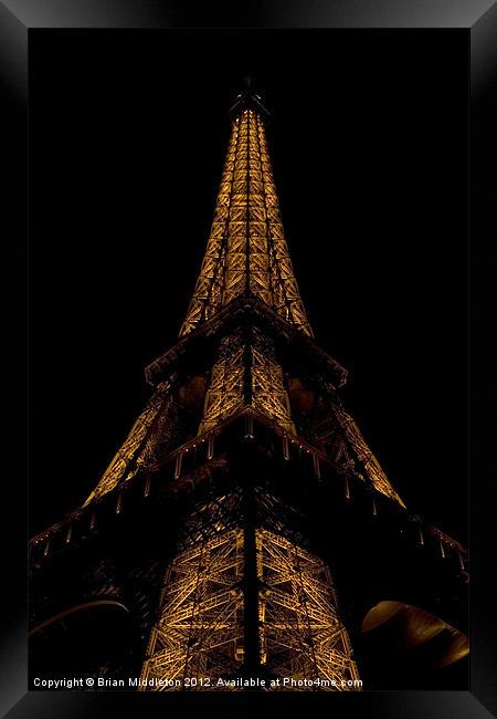 Eiffel Tower at night Framed Print by Brian Middleton
