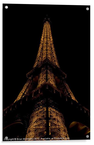 Eiffel Tower at night Acrylic by Brian Middleton