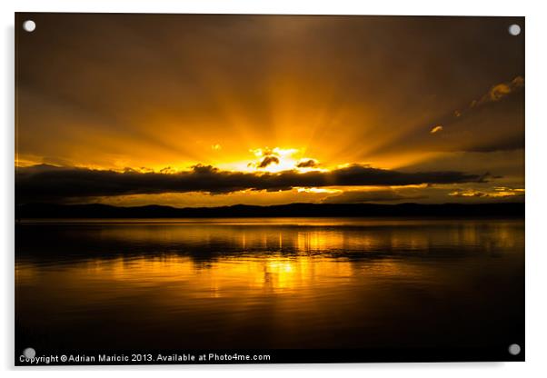 Loch Leven Golden Sunset Acrylic by Adrian Maricic