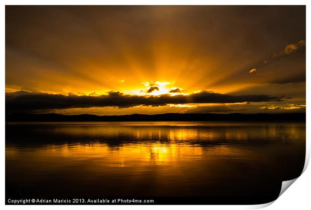 Loch Leven Golden Sunset Print by Adrian Maricic