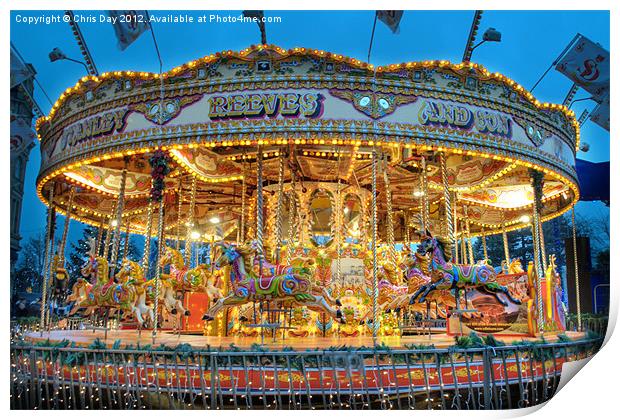 Carousel in Bournemouth Print by Chris Day