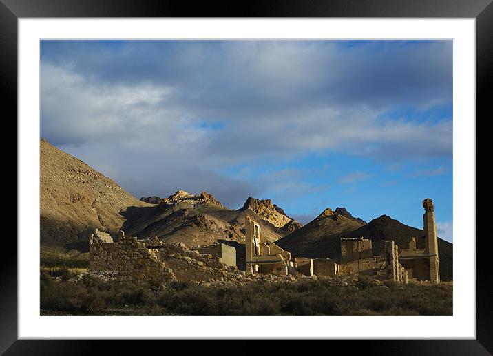 Ghost town of Rhyolite, Nevada Framed Mounted Print by Claudio Del Luongo