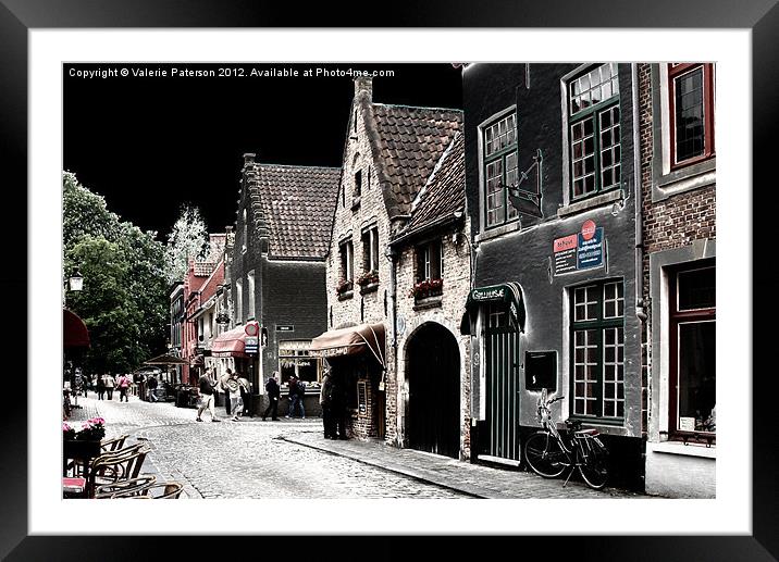 Streets Of Brugge Framed Mounted Print by Valerie Paterson