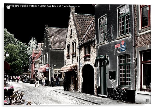 Streets Of Brugge Acrylic by Valerie Paterson