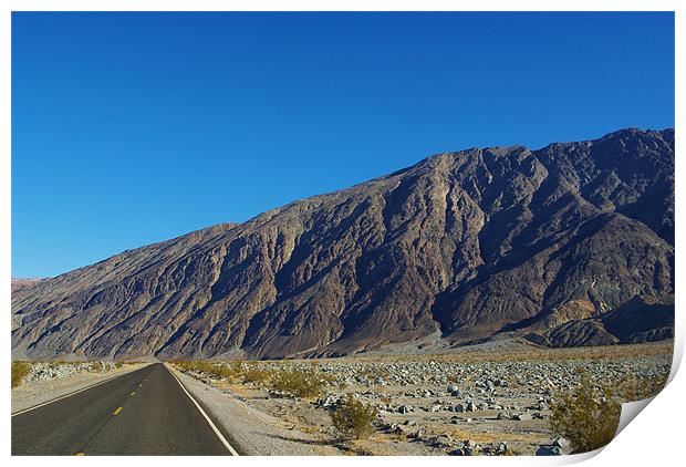 Highway and mountains, Death Valley Print by Claudio Del Luongo