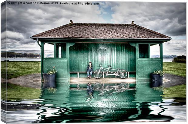Millport Shelter In The Floods Canvas Print by Valerie Paterson