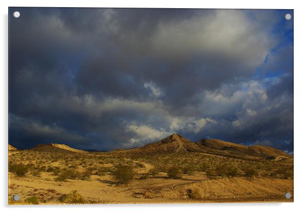 Nevada desert under mixed skies Acrylic by Claudio Del Luongo
